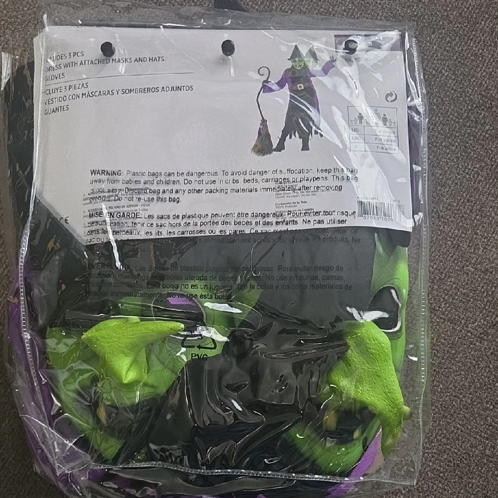 Kids 2-Headed Witch Costume - Purple and Black